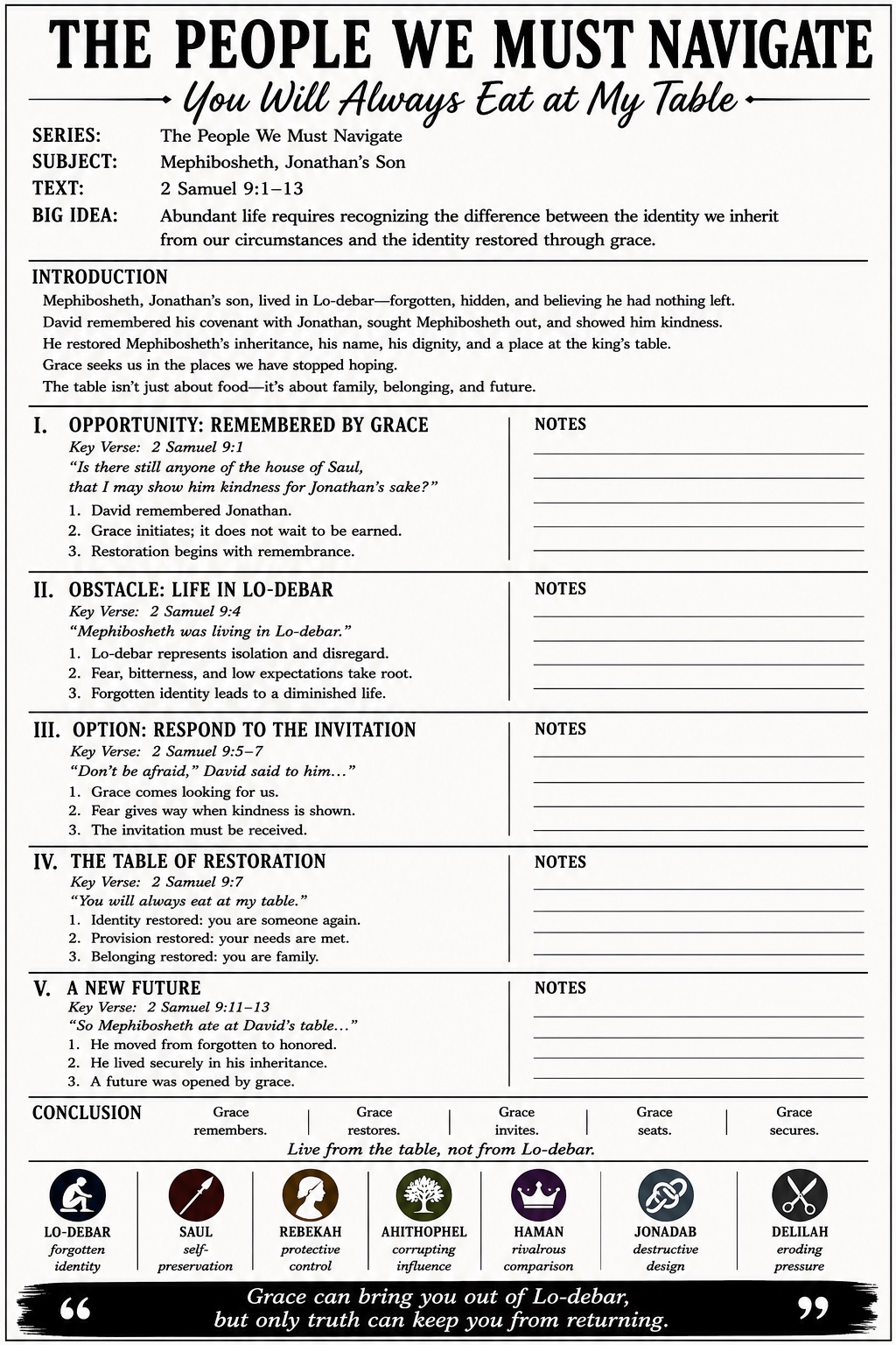 You Will Always Eat at My Table teaching handout